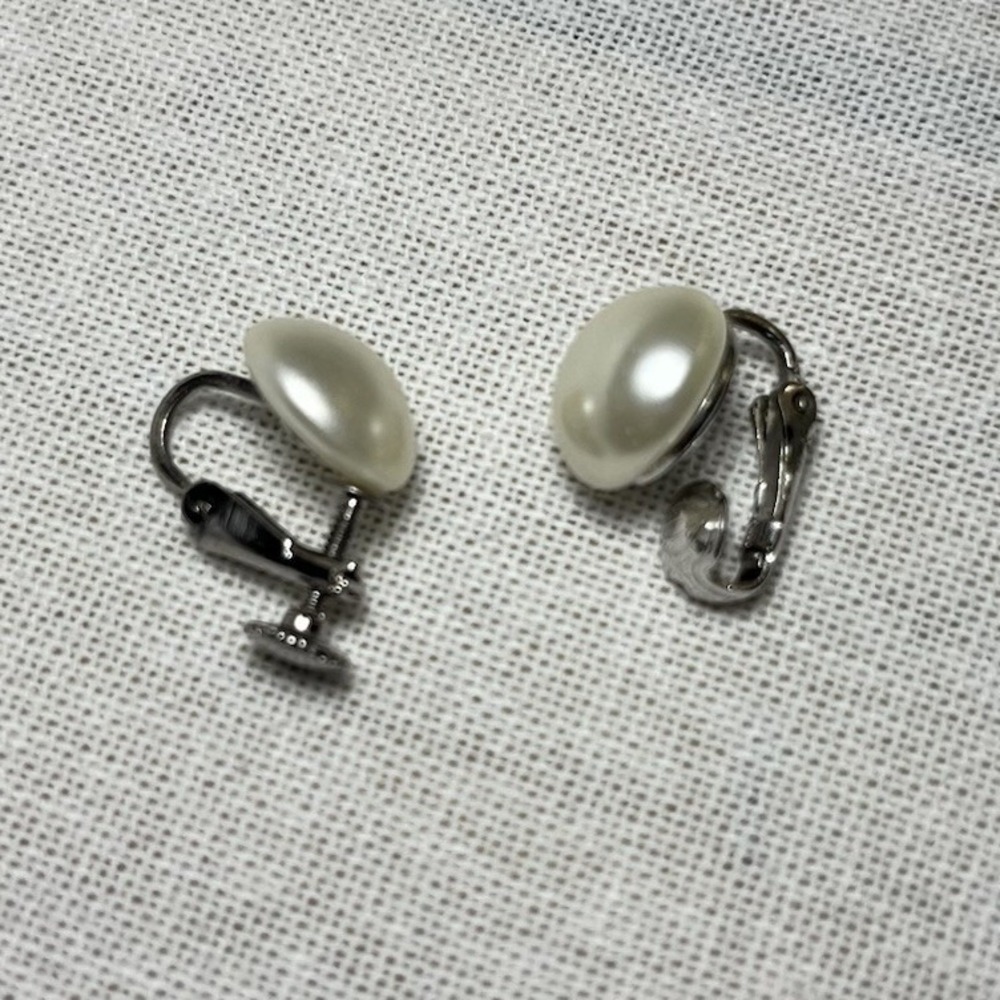 Vintage Similar But Different Faux Pearl Clip On Earrings Dress Up